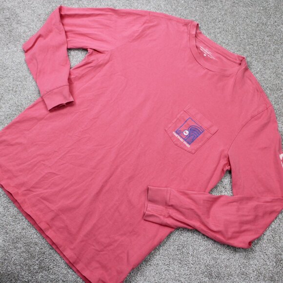 Vineyard Vines Shirt Adult Medium Pink Lacrosse Box Graphic Long Sleeve Pullover - Picture 5 of 13